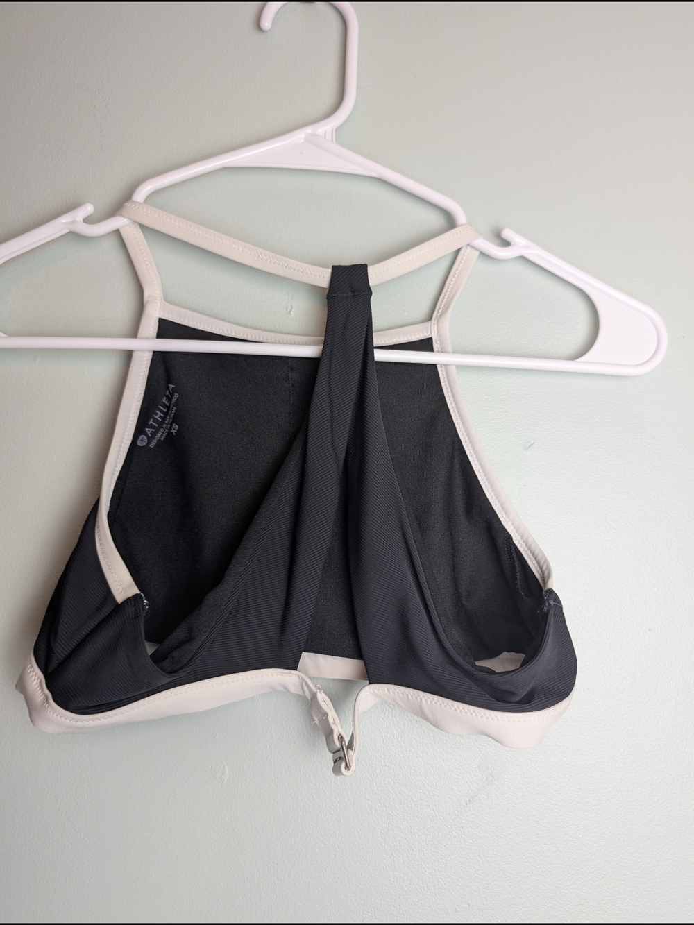 Athleta Black High Neck Bikini Top with White Trim - Picture 3 of 3